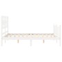 Double bed frame with white solid wood headboard by vidaXL, Beds and slatted bases - Ref: Foro24-3192527, Price: 143,71 €, Di...