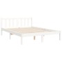 Double bed frame with white solid wood headboard by vidaXL, Beds and slatted bases - Ref: Foro24-3192527, Price: 143,71 €, Di...