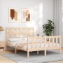 Estructura de cama de matrimonio con cabecero madera maciza de vidaXL, Camas y somieres - Ref: Foro24-3192526, Precio: 117,62...