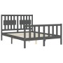 Gray solid wood bed frame with headboard 140x200 cm by vidaXL, Beds and slatted bases - Ref: Foro24-3192428, Price: 169,99 €,...