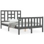 Double bed frame with gray solid wood headboard by vidaXL, Beds and slatted bases - Ref: Foro24-3191943, Price: 157,42 €, Dis...