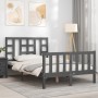 Double bed frame with gray solid wood headboard by vidaXL, Beds and slatted bases - Ref: Foro24-3191943, Price: 157,42 €, Dis...