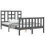 Double bed frame with gray solid wood headboard by vidaXL, Beds and slatted bases - Ref: Foro24-3191943, Price: 157,42 €, Dis...