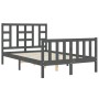 Double bed frame with gray solid wood headboard by vidaXL, Beds and slatted bases - Ref: Foro24-3191943, Price: 157,42 €, Dis...