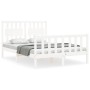 White solid wood bed frame with headboard 140x190 cm by vidaXL, Beds and slatted bases - Ref: Foro24-3192407, Price: 145,73 €...