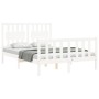 White solid wood bed frame with headboard 140x190 cm by vidaXL, Beds and slatted bases - Ref: Foro24-3192407, Price: 145,73 €...