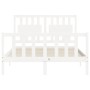 White solid wood bed frame with headboard 140x190 cm by vidaXL, Beds and slatted bases - Ref: Foro24-3192407, Price: 145,73 €...