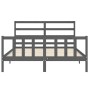 Double bed frame with gray solid wood headboard by vidaXL, Beds and slatted bases - Ref: Foro24-3191913, Price: 153,10 €, Dis...