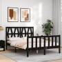 Bed frame with black solid wood headboard 140x200 cm by vidaXL, Beds and slatted bases - Ref: Foro24-3192495, Price: 191,54 €...