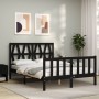 Bed frame with black solid wood headboard 140x200 cm by vidaXL, Beds and slatted bases - Ref: Foro24-3192495, Price: 191,54 €...