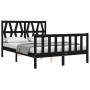 Bed frame with black solid wood headboard 140x200 cm by vidaXL, Beds and slatted bases - Ref: Foro24-3192495, Price: 191,54 €...