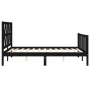 Bed frame with black solid wood headboard 140x200 cm by vidaXL, Beds and slatted bases - Ref: Foro24-3192495, Price: 191,54 €...