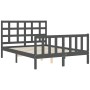 Gray solid wood bed frame with headboard 140x200 cm by vidaXL, Beds and slatted bases - Ref: Foro24-3192103, Price: 161,87 €,...