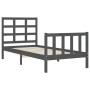 Gray solid wood bed frame with headboard 100x200 cm by vidaXL, Beds and slatted bases - Ref: Foro24-3192093, Price: 113,91 €,...