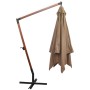 Hanging umbrella with solid fir wood pole in taupe grey 3x3m by vidaXL, Umbrellas - Ref: Foro24-313775, Price: 135,99 €, Disc...