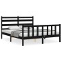 Double bed frame with black solid wood headboard by vidaXL, Beds and slatted bases - Ref: Foro24-3192045, Price: 178,63 €, Di...