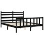 Double bed frame with black solid wood headboard by vidaXL, Beds and slatted bases - Ref: Foro24-3192045, Price: 178,63 €, Di...