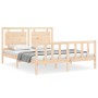 Double bed frame with solid wood headboard by vidaXL, Beds and slatted bases - Ref: Foro24-3192171, Price: 159,66 €, Discount: %