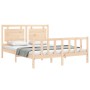 Double bed frame with solid wood headboard by vidaXL, Beds and slatted bases - Ref: Foro24-3192171, Price: 159,66 €, Discount: %