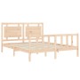 Double bed frame with solid wood headboard by vidaXL, Beds and slatted bases - Ref: Foro24-3192171, Price: 159,66 €, Discount: %