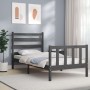 Estructura de cama con cabecero madera maciza gris 90x190 cm de vidaXL, Camas y somieres - Ref: Foro24-3192003, Precio: 100,9...