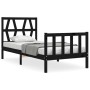 Estructura de cama individual con cabecero madera maciza negro de vidaXL, Camas y somieres - Ref: Foro24-3192455, Precio: 128...