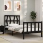 Estructura de cama individual con cabecero madera maciza negro de vidaXL, Camas y somieres - Ref: Foro24-3192455, Precio: 128...