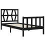 Estructura de cama individual con cabecero madera maciza negro de vidaXL, Camas y somieres - Ref: Foro24-3192455, Precio: 128...