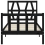 Estructura de cama individual con cabecero madera maciza negro de vidaXL, Camas y somieres - Ref: Foro24-3192455, Precio: 128...