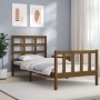 Estructura de cama con cabecero madera maciza marrón miel de vidaXL, Camas y somieres - Ref: Foro24-3192064, Precio: 105,99 €...