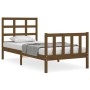 Estructura de cama con cabecero madera maciza marrón miel de vidaXL, Camas y somieres - Ref: Foro24-3192064, Precio: 105,99 €...