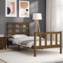 Estructura de cama con cabecero madera maciza marrón miel de vidaXL, Camas y somieres - Ref: Foro24-3192064, Precio: 105,99 €...