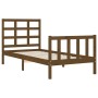 Estructura de cama con cabecero madera maciza marrón miel de vidaXL, Camas y somieres - Ref: Foro24-3192064, Precio: 105,99 €...