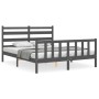 Estructura de cama matrimonio con cabecero madera maciza gris de vidaXL, Camas y somieres - Ref: Foro24-3192043, Precio: 162,...