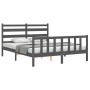 Estructura de cama matrimonio con cabecero madera maciza gris de vidaXL, Camas y somieres - Ref: Foro24-3192043, Precio: 162,...