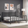 Estructura de cama matrimonio con cabecero madera maciza gris de vidaXL, Camas y somieres - Ref: Foro24-3192043, Precio: 162,...