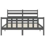 Estructura de cama matrimonio con cabecero madera maciza gris de vidaXL, Camas y somieres - Ref: Foro24-3192043, Precio: 162,...