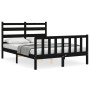 Bed frame with black solid wood headboard 120x200 cm by vidaXL, Beds and slatted bases - Ref: Foro24-3192035, Price: 172,53 €...