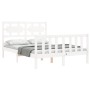 White solid wood bed frame with headboard 140x200 cm by vidaXL, Beds and slatted bases - Ref: Foro24-3192557, Price: 141,88 €...