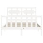 White solid wood bed frame with headboard 140x200 cm by vidaXL, Beds and slatted bases - Ref: Foro24-3192557, Price: 141,88 €...