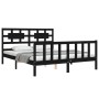 Estructura cama de matrimonio con cabecero madera maciza negro de vidaXL, Camas y somieres - Ref: Foro24-3192565, Precio: 189...