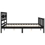 Estructura cama de matrimonio con cabecero madera maciza negro de vidaXL, Camas y somieres - Ref: Foro24-3192565, Precio: 189...