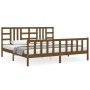 Honey brown solid wood bed frame and headboard 200x200 cm by vidaXL, Beds and slatted bases - Ref: Foro24-3191994, Price: 172...