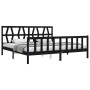 Estructura de cama con cabecero madera maciza negro 200x200 cm de vidaXL, Camas y somieres - Ref: Foro24-3192515, Precio: 201...