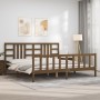 Honey brown solid wood bed frame and headboard 200x200 cm by vidaXL, Beds and slatted bases - Ref: Foro24-3191994, Price: 172...