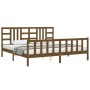 Estructura cama y cabecero madera maciza marrón miel 200x200 cm de vidaXL, Camas y somieres - Ref: Foro24-3191994, Precio: 17...