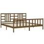 Honey brown solid wood bed frame and headboard 200x200 cm by vidaXL, Beds and slatted bases - Ref: Foro24-3191994, Price: 172...