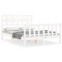 White solid wood bed frame with headboard 140x190 cm by vidaXL, Beds and slatted bases - Ref: Foro24-3192537, Price: 133,35 €...