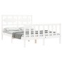 White solid wood bed frame with headboard 140x190 cm by vidaXL, Beds and slatted bases - Ref: Foro24-3192537, Price: 133,35 €...