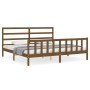 Estructura cama y cabecero madera maciza marrón miel 200x200 cm de vidaXL, Camas y somieres - Ref: Foro24-3191929, Precio: 15...